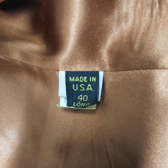 Vintage late 70/Early 80 London Fog 2 button distress Carmel Leather Blazer 40L - Picture 8 of 12